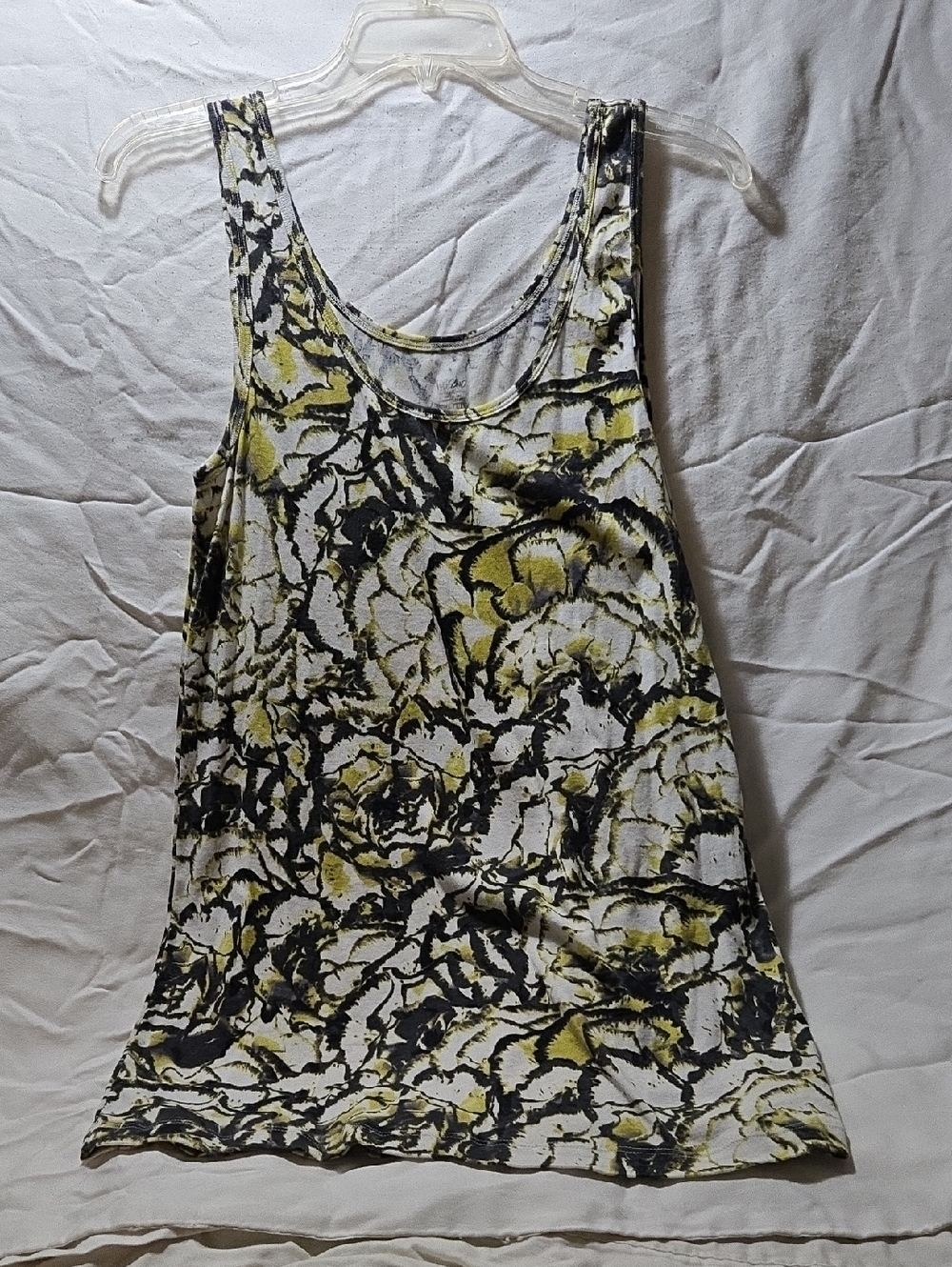 Mossimo Supply Co. Yellow and Black Abstract Floral Tank Top